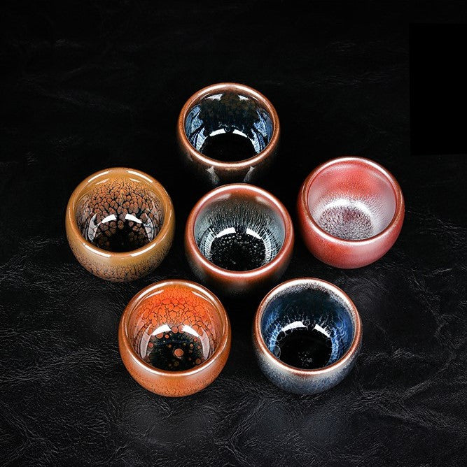 Jianzhan "Dragon Egg" Set of 6 Stoneware Cups