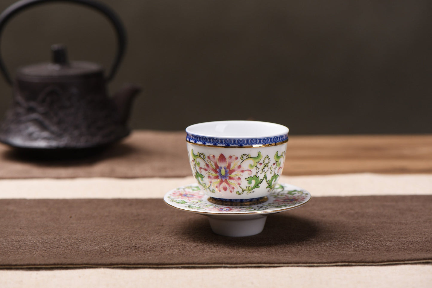 Foshan Qing Dynasty Style Mudan Flower Cup and Saucer * 60ml