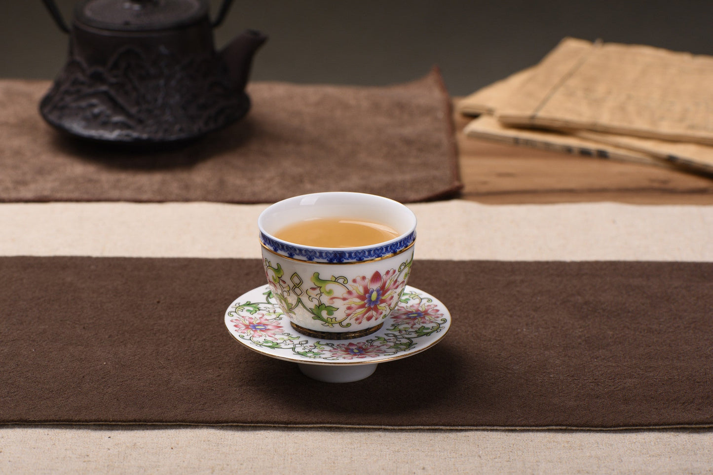 Foshan Qing Dynasty Style Mudan Flower Cup and Saucer * 60ml