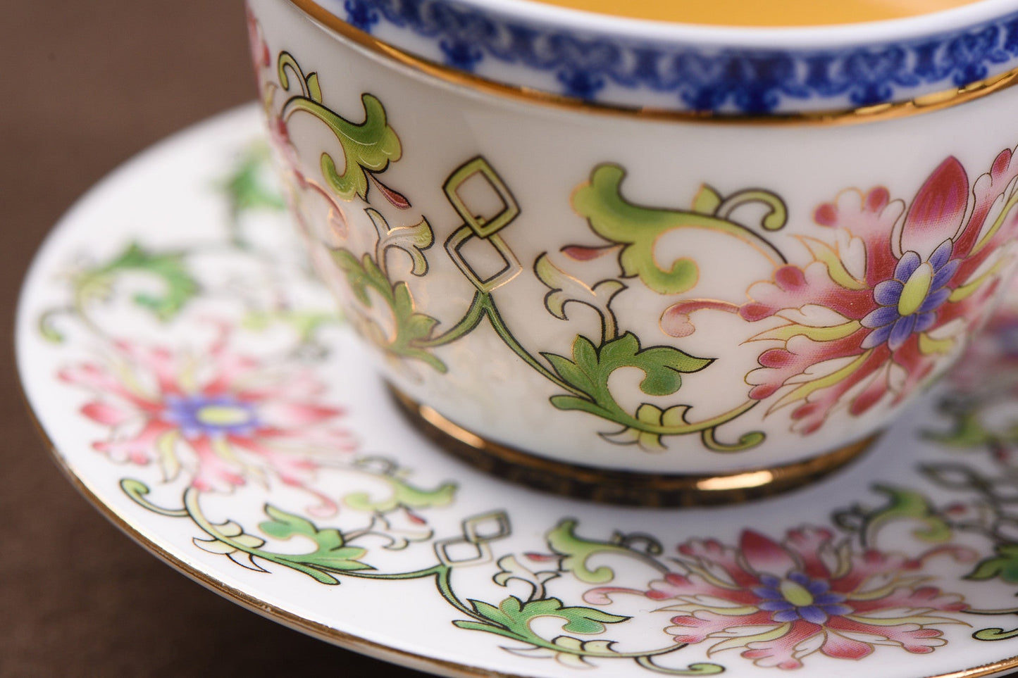 Foshan Qing Dynasty Style Mudan Flower Cup and Saucer * 60ml
