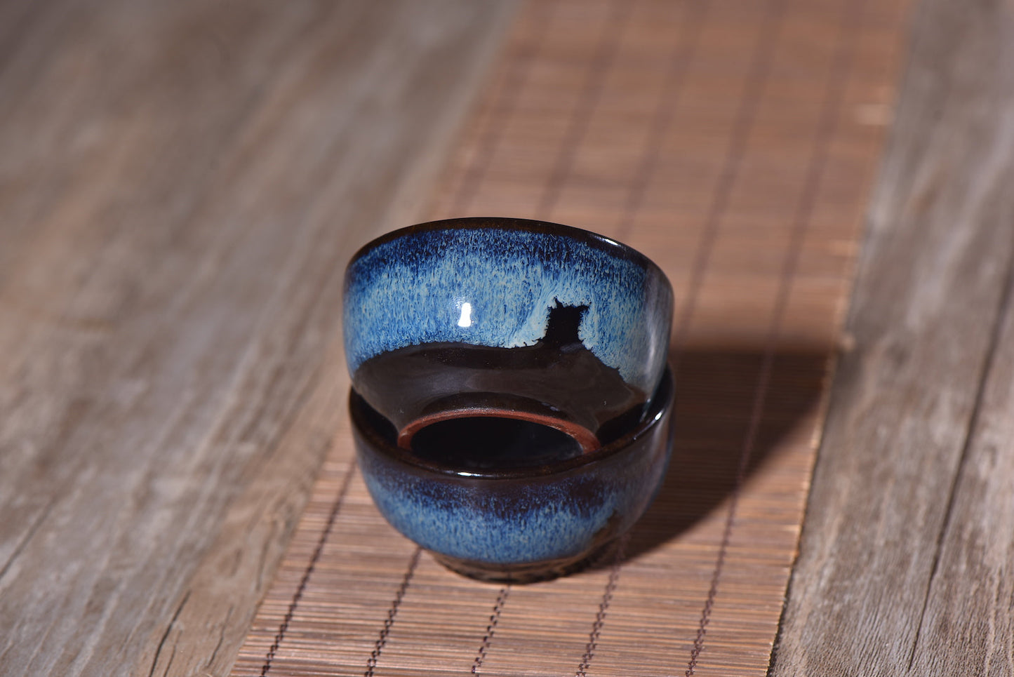 Cobalt Blue Gradient Glazed Tea Cups for Gong Fu Tea * Set of 2