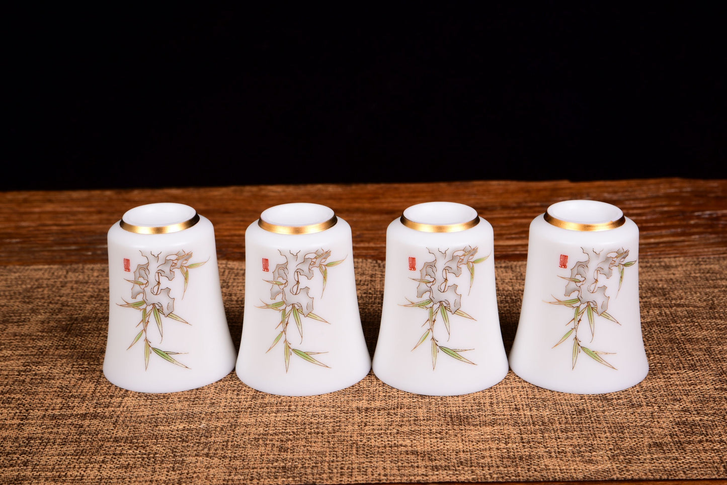 Bamboo and Taihu Limestone Motif Jingdezhen Porcelain Cup
