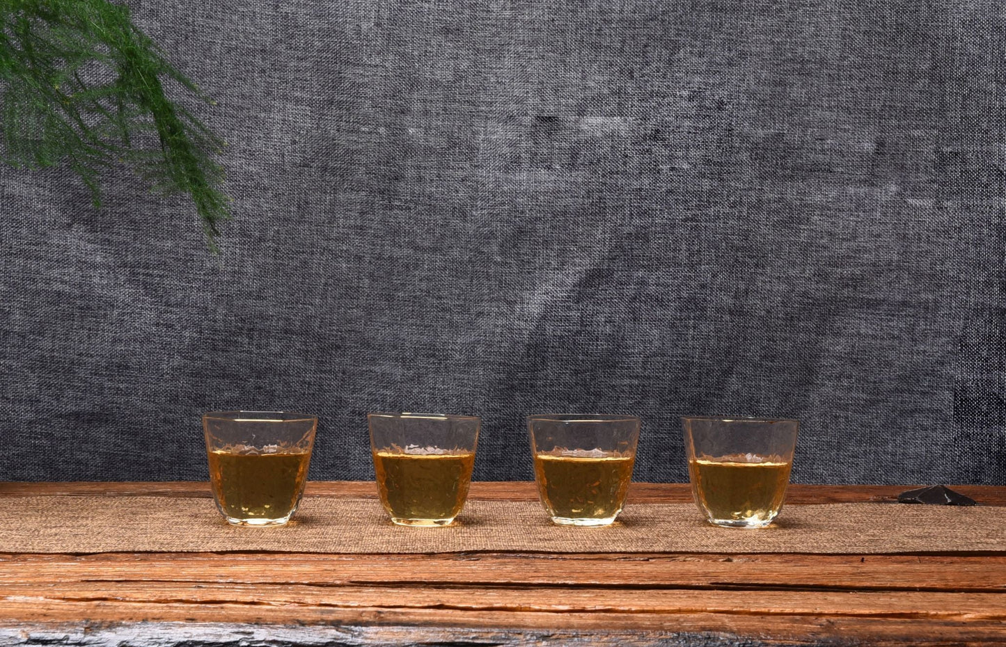 Gold-Rimmed Octagonal Obscured Glass Cups