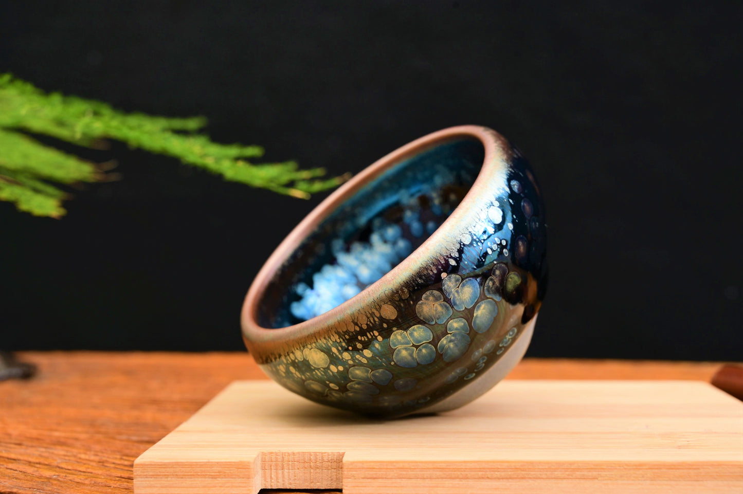 Jianzhan "Blue Plasma Orb" Stoneware Cup by Yu Qiong Qin