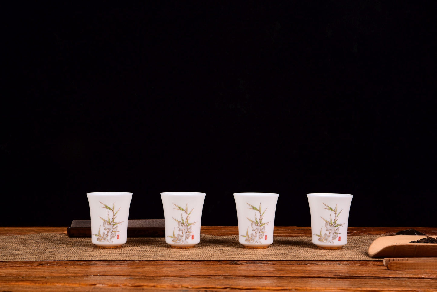 Bamboo and Taihu Limestone Motif Jingdezhen Porcelain Cup