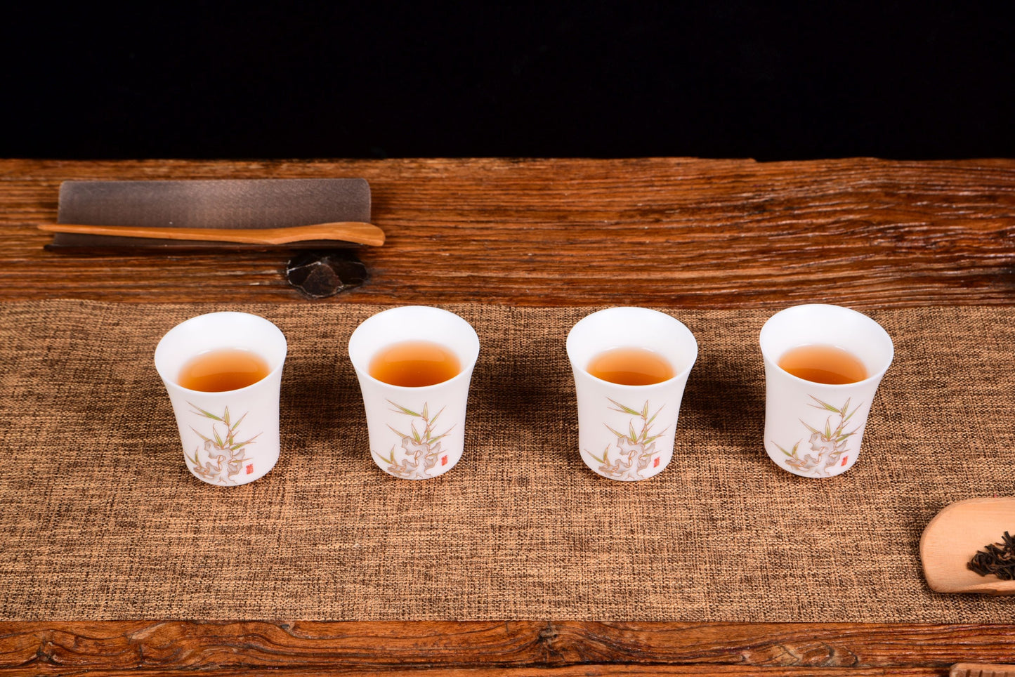 Bamboo and Taihu Limestone Motif Jingdezhen Porcelain Cup