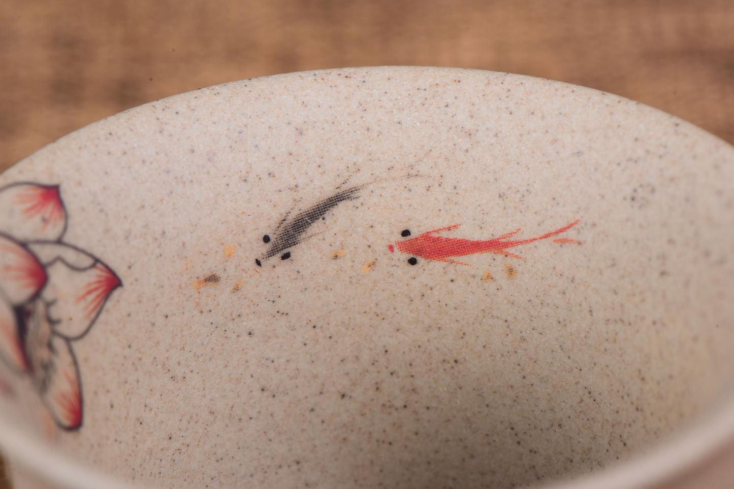 Lotus Flower and Goldfish Cu Tao Clay Cups