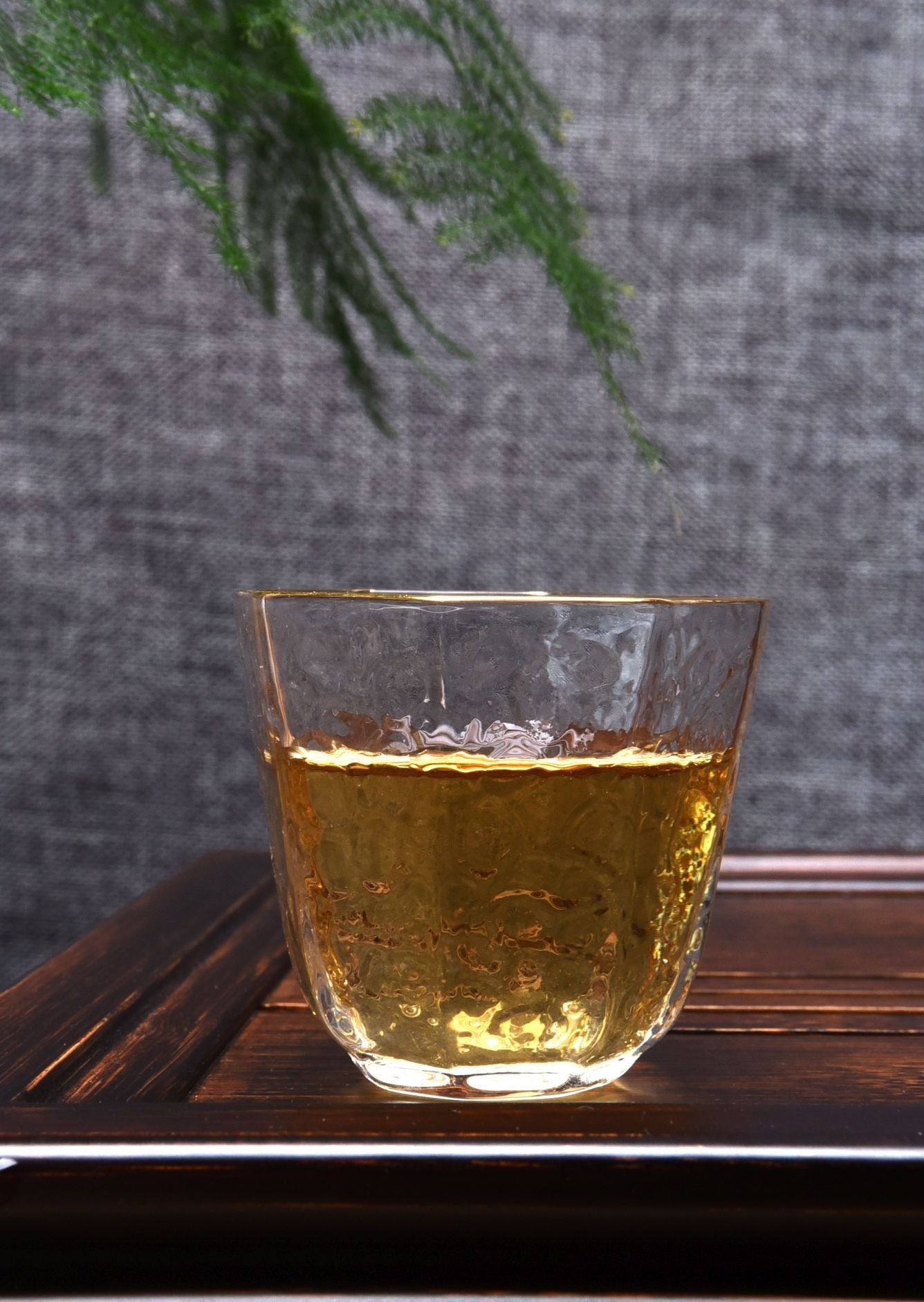 Gold-Rimmed Octagonal Obscured Glass Cups